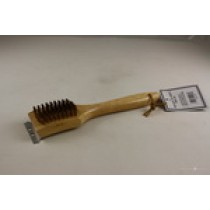 18" Long wood handle brass bristle grid brush